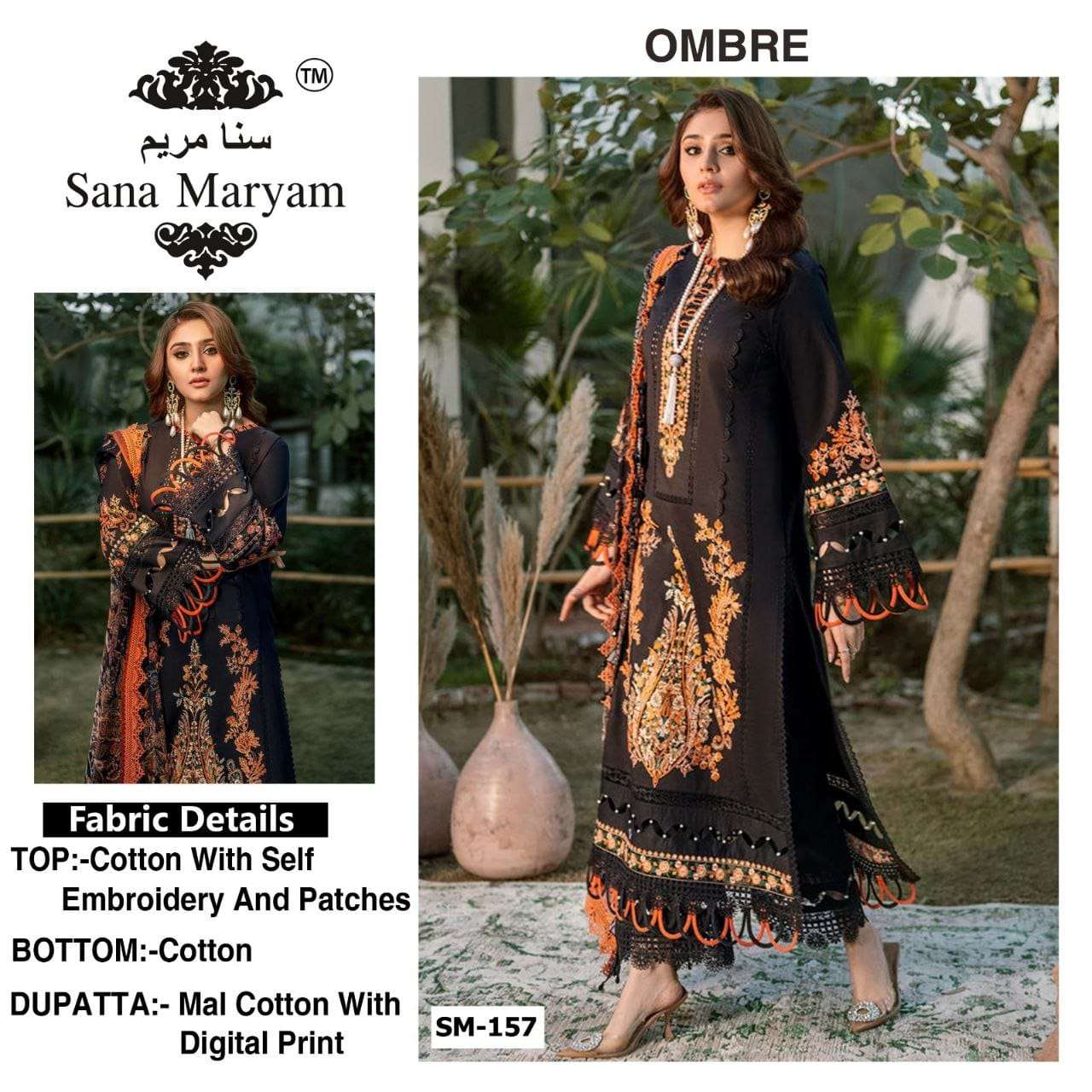 Ombre By Sana Maryam 155 To 158 Series Designer Pakistani Suits Beautiful Fancy Colorful Stylish Party Wear & Occasional Wear Heavy Cotton Embroidered Dresses At Wholesale Price