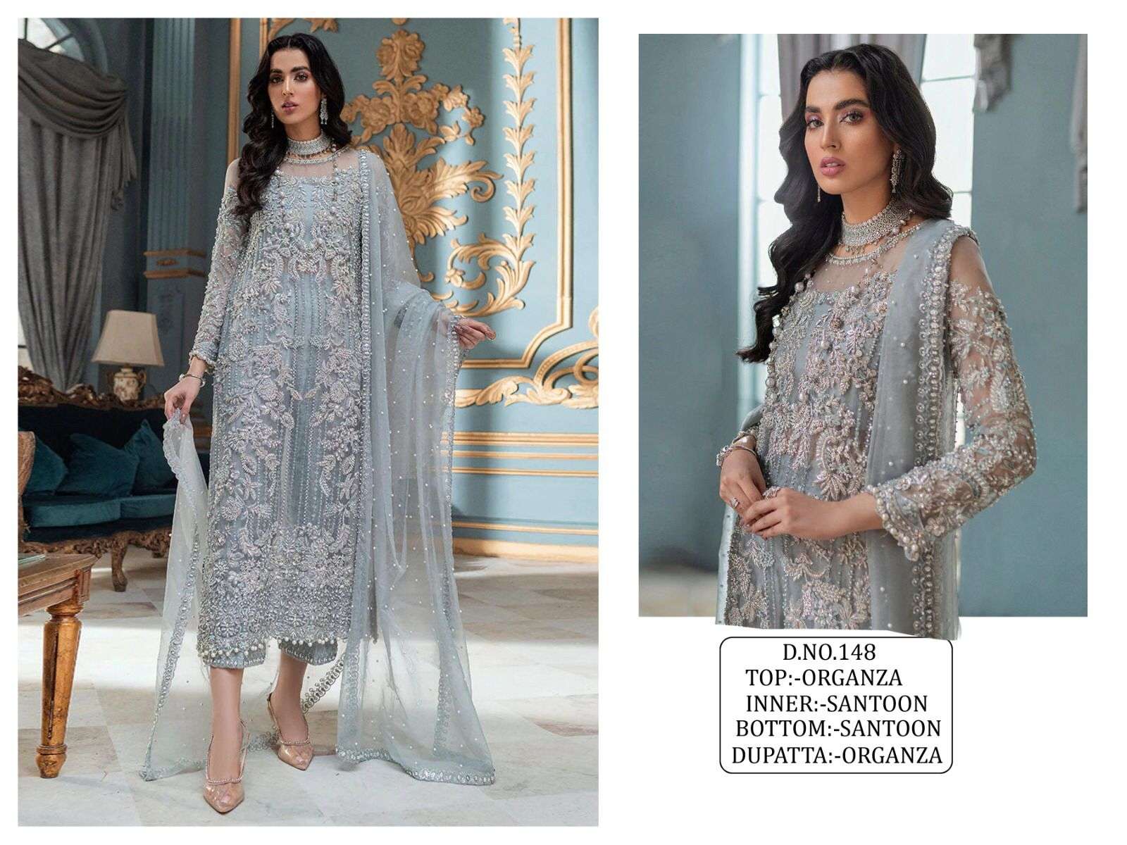 Kf-148 Colours By Fashid Wholesale 148 To 148-C Series Pakistani Suits Collection Beautiful Stylish Fancy Colorful Party Wear & Occasional Wear Heavy Organza Embroidered Dresses At Wholesale Price