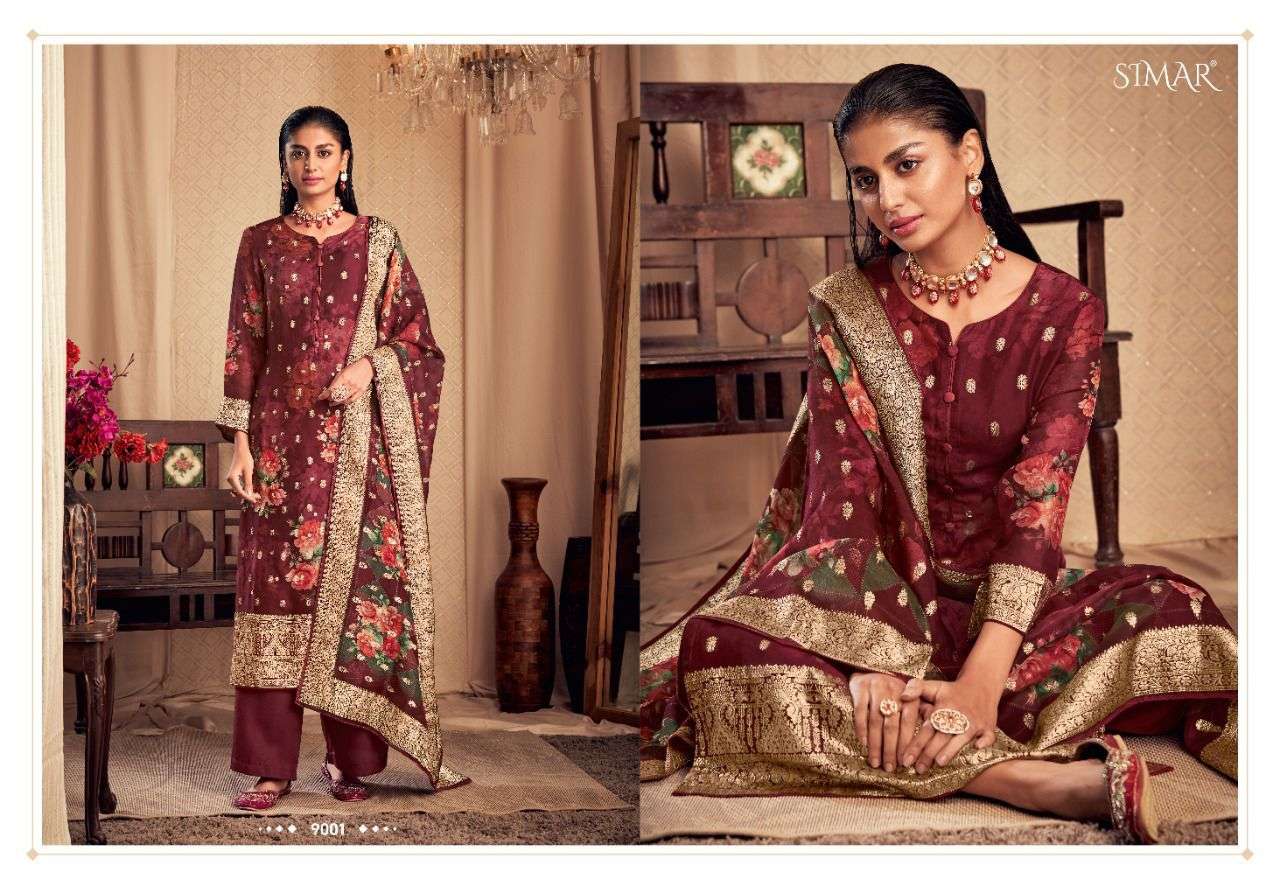 Advika By Glossy 9000 To 9007 Series Designer Festive Suits Beautiful Fancy Colorful Stylish Party Wear & Occasional Wear Viscose Organza Jacquard Dresses At Wholesale Price