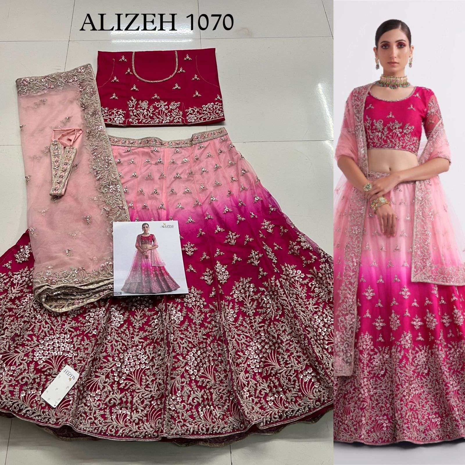 Alizeh Hit Design 1070 By Alizeh Bridal Designer Beautiful Wedding Collection Occasional Wear & Party Wear Heavy Net Lehengas At Wholesale Price