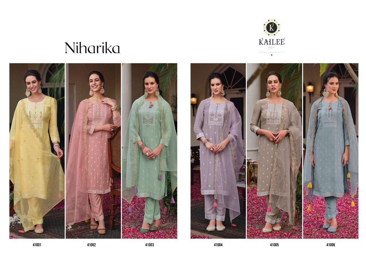 Niharika By Kailee 41001 To 41006 Series Beautiful Sharara Suits Colorful Stylish Fancy Casual Wear & Ethnic Wear Pure Viscose Muslin Dresses At Wholesale Price