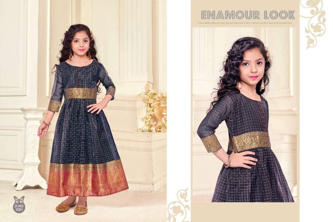 Kidswear Vol-3 By Kaamiri 1001 To 1006 Series Beautiful Stylish Fancy Colorful Casual Wear & Ethnic Wear Organza Gowns At Wholesale Price