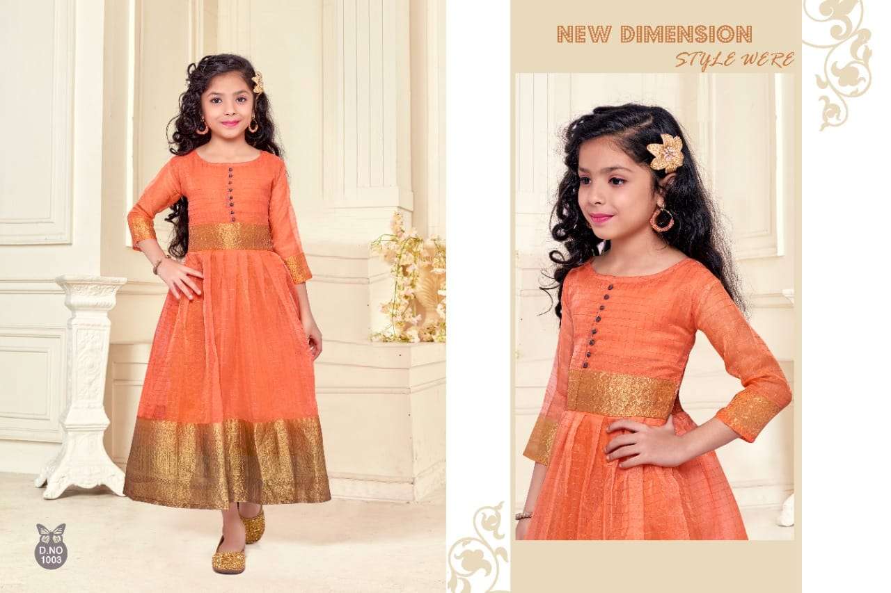 Kidswear Vol-3 By Kaamiri 1001 To 1006 Series Beautiful Stylish Fancy Colorful Casual Wear & Ethnic Wear Organza Gowns At Wholesale Price