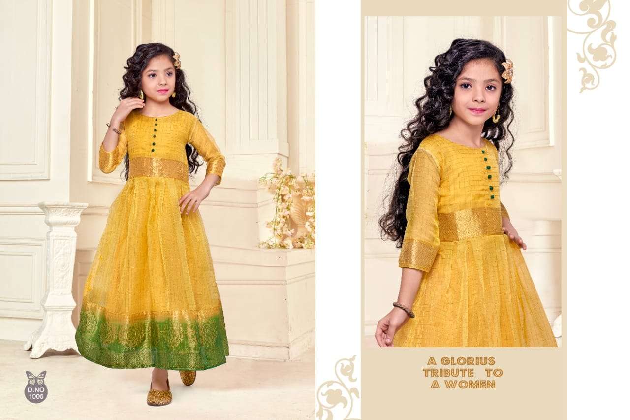 Kidswear Vol-3 By Kaamiri 1001 To 1006 Series Beautiful Stylish Fancy Colorful Casual Wear & Ethnic Wear Organza Gowns At Wholesale Price