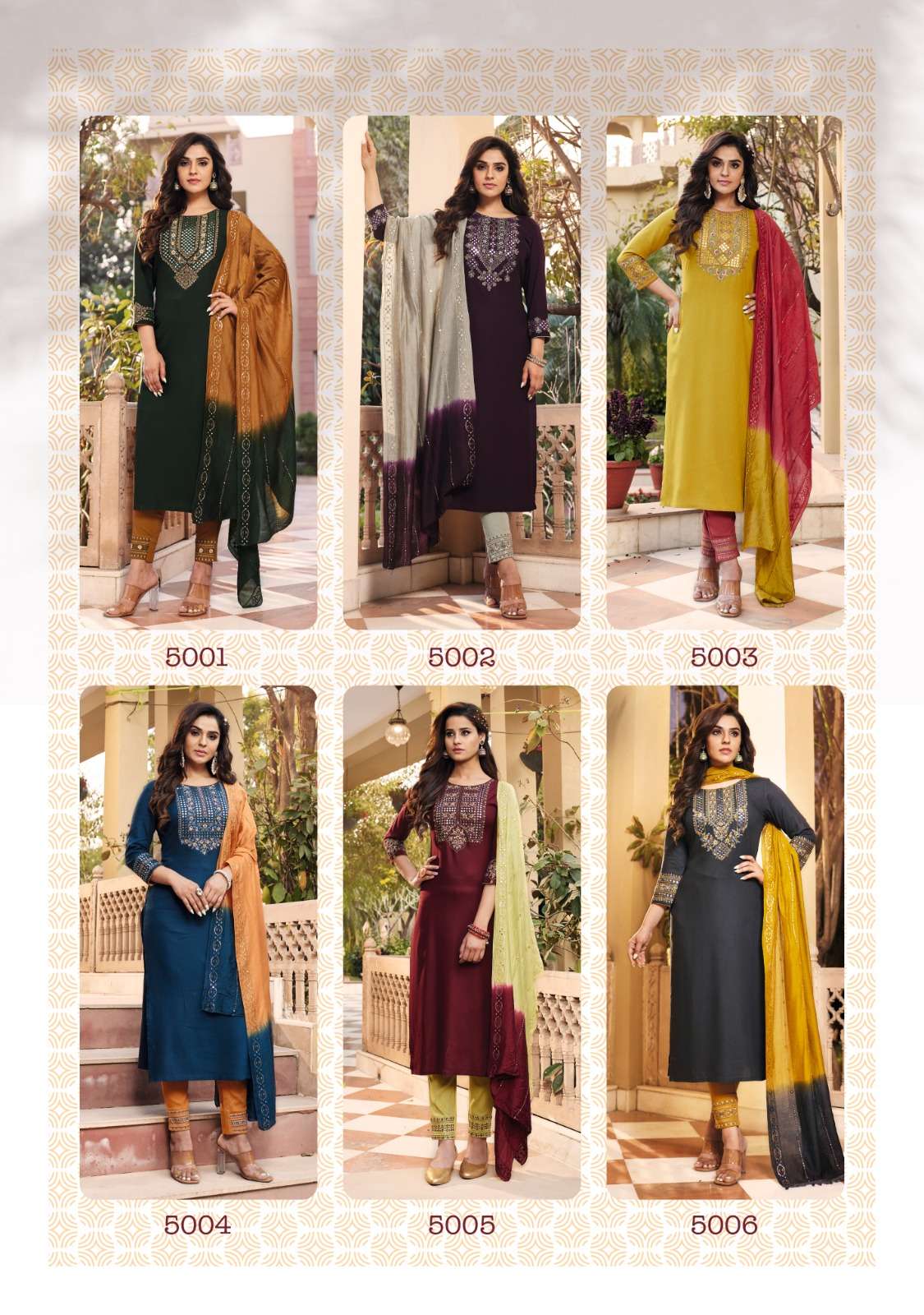 Kashish Vol-5 By Ladies Flavour 5001 To 5006 Series Beautiful Sharara Suits Colorful Stylish Fancy Casual Wear & Ethnic Wear Pure Rayon Embroidered Dresses At Wholesale Price