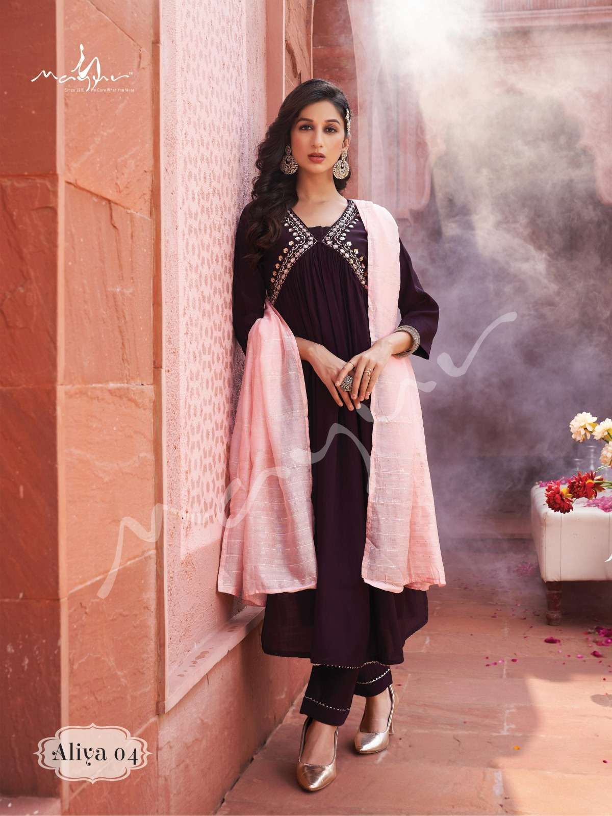 Aliya By Mayur Fashion 01 To 06 Series Beautiful Sharara Suits Colorful Stylish Fancy Casual Wear & Ethnic Wear Viscose Silk Embroidered Dresses At Wholesale Price