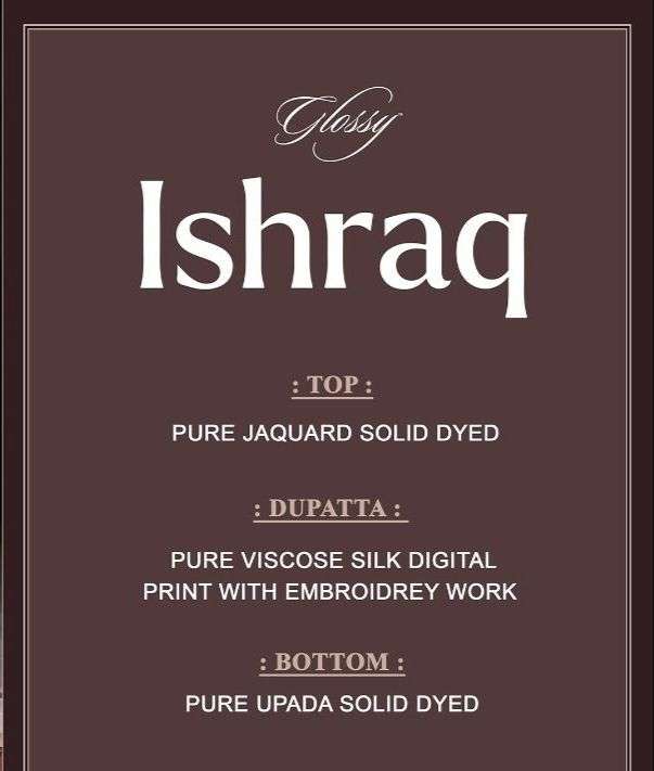 Ishraq By Glossy 9000 To 9007 Series Designer Festive Suits Beautiful Fancy Colorful Stylish Party Wear & Occasional Wear Viscose Organza Jacquard Dresses At Wholesale Price