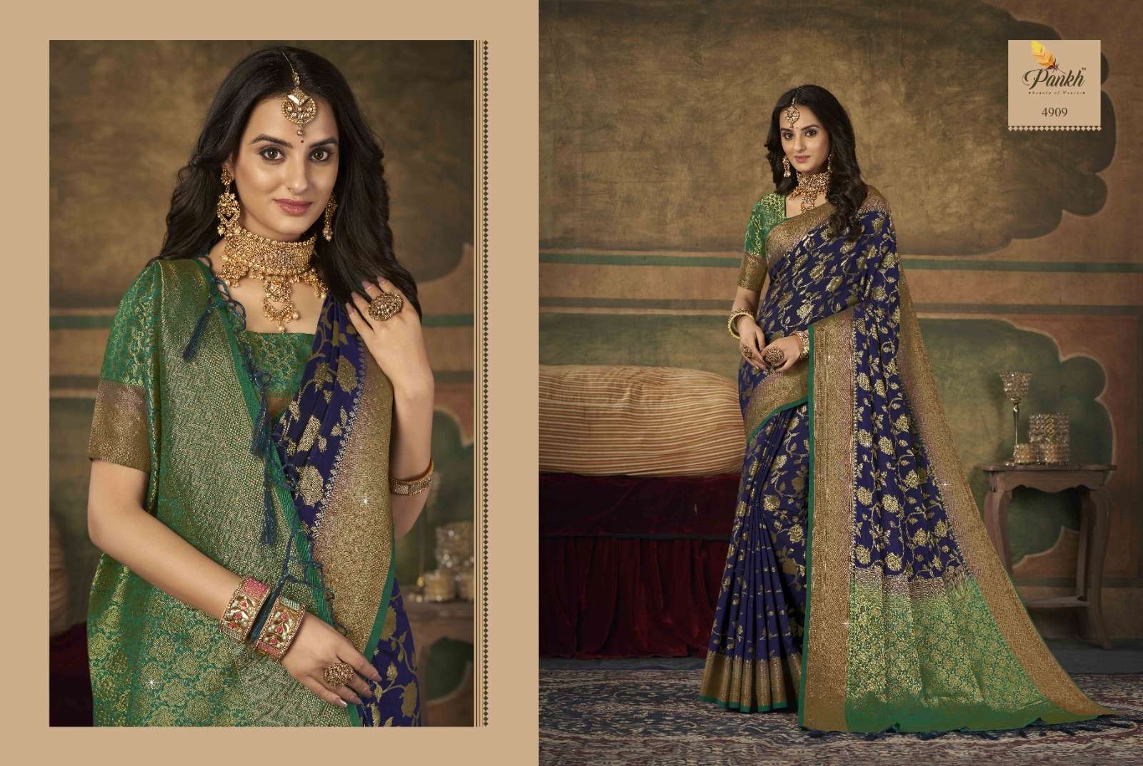 Sumitra Silk By Pankh Creation 4900 To 4909 Series Indian Traditional Beautiful Stylish Designer Banarasi Silk Jacquard Embroidered Party Wear Dola Silk Sarees At Wholesale Price