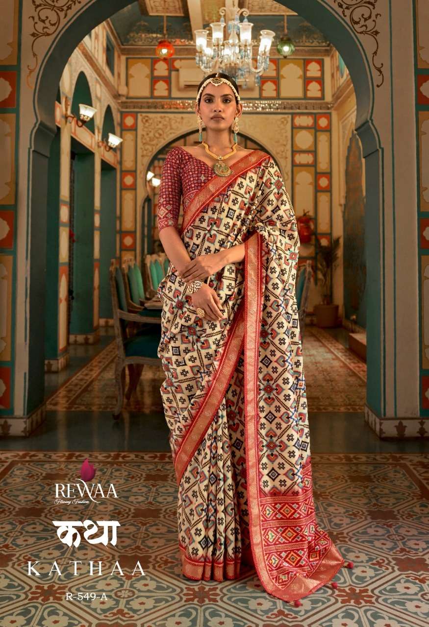 Kathaa By Rewaa Indian Traditional Wear Collection Beautiful Stylish Fancy Colorful Party Wear & Occasional Wear Patola Silk Sarees At Wholesale Price