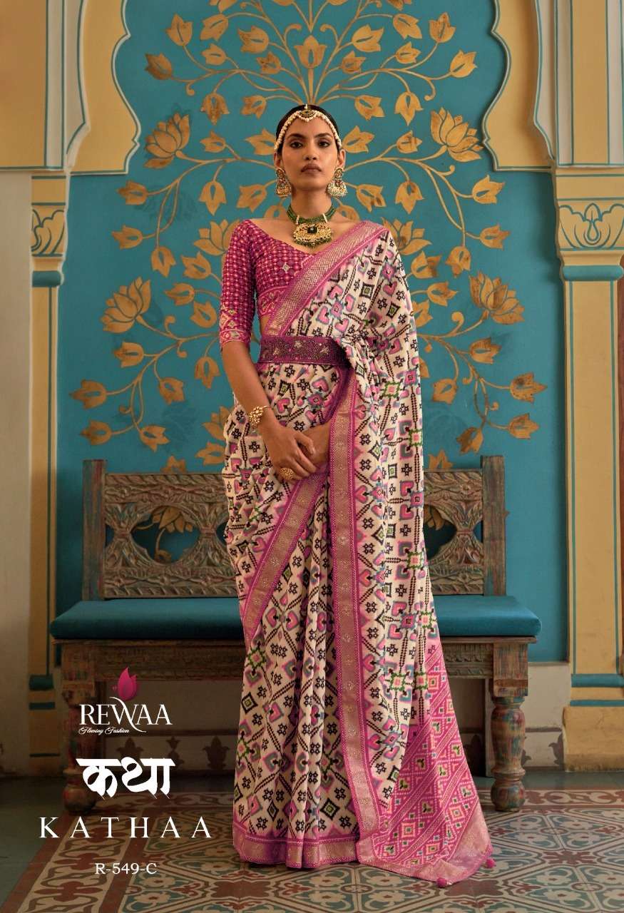 Kathaa By Rewaa Indian Traditional Wear Collection Beautiful Stylish Fancy Colorful Party Wear & Occasional Wear Patola Silk Sarees At Wholesale Price