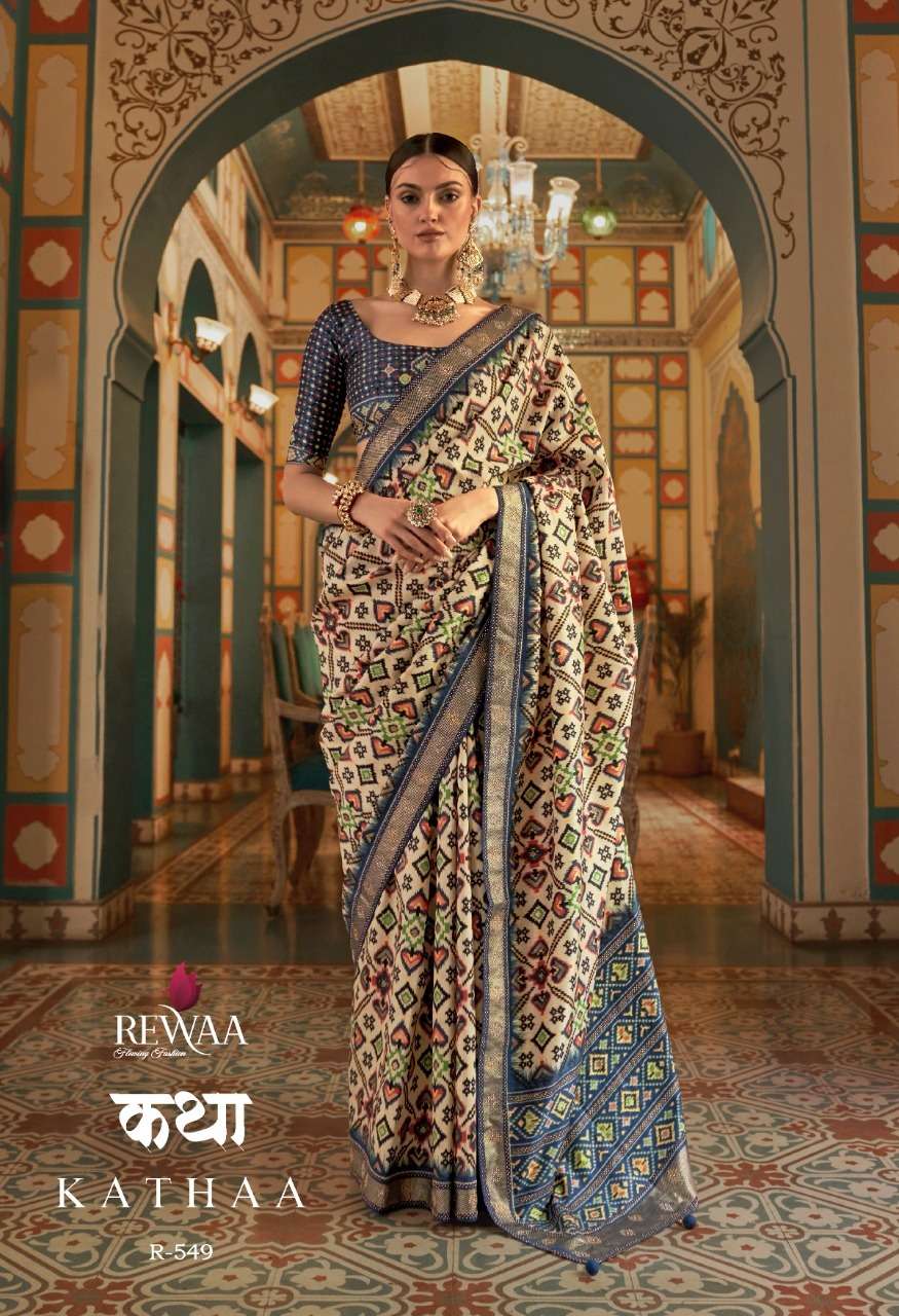 Kathaa By Rewaa Indian Traditional Wear Collection Beautiful Stylish Fancy Colorful Party Wear & Occasional Wear Patola Silk Sarees At Wholesale Price