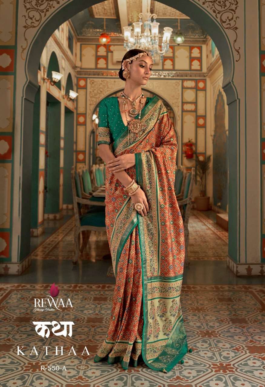 Kathaa By Rewaa Indian Traditional Wear Collection Beautiful Stylish Fancy Colorful Party Wear & Occasional Wear Patola Silk Sarees At Wholesale Price