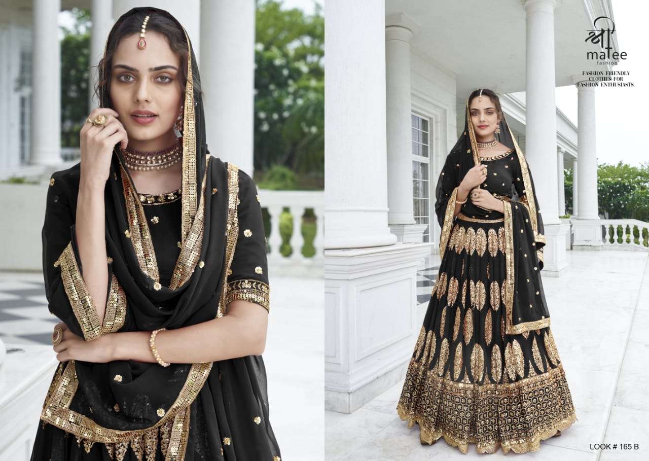 Ayesha By Shree Matee Fashion 165-A To 165-B Series Bridal Wear Collection Beautiful Stylish Colorful Fancy Party Wear & Occasional Wear Faux Georgette Lehengas At Wholesale Price