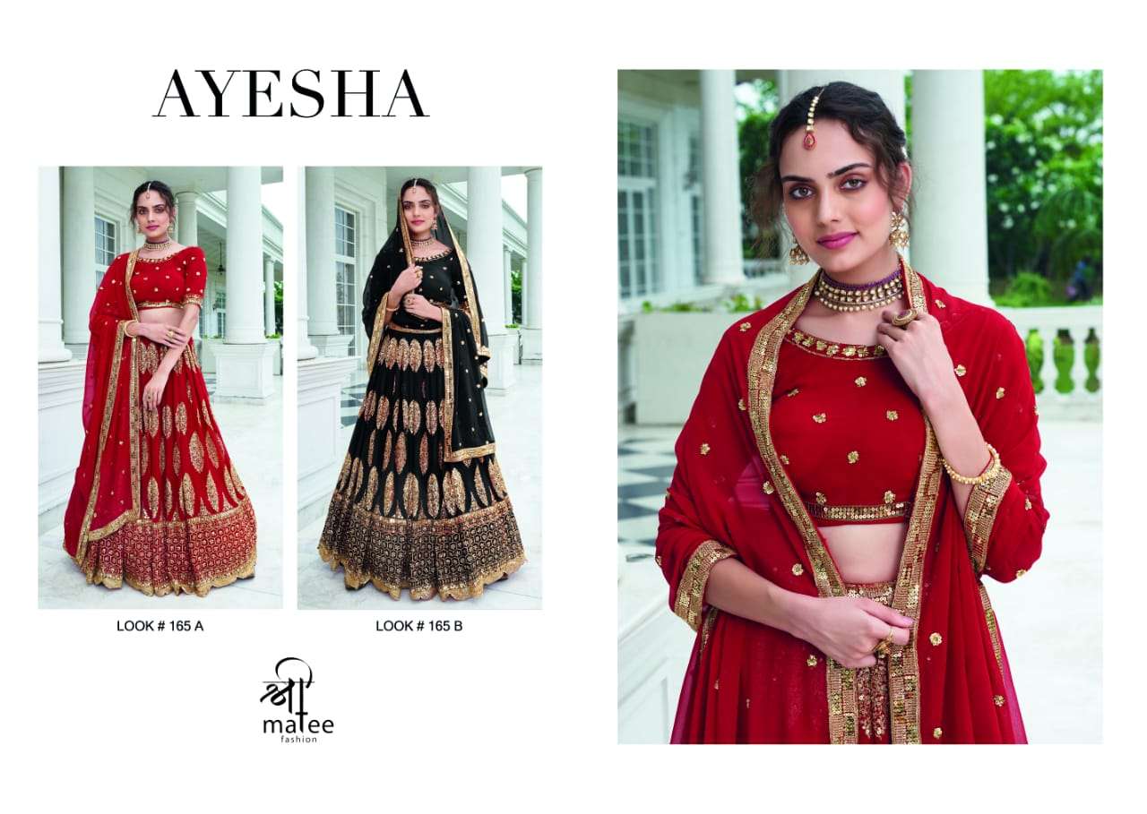 Ayesha By Shree Matee Fashion 165-A To 165-B Series Bridal Wear Collection Beautiful Stylish Colorful Fancy Party Wear & Occasional Wear Faux Georgette Lehengas At Wholesale Price