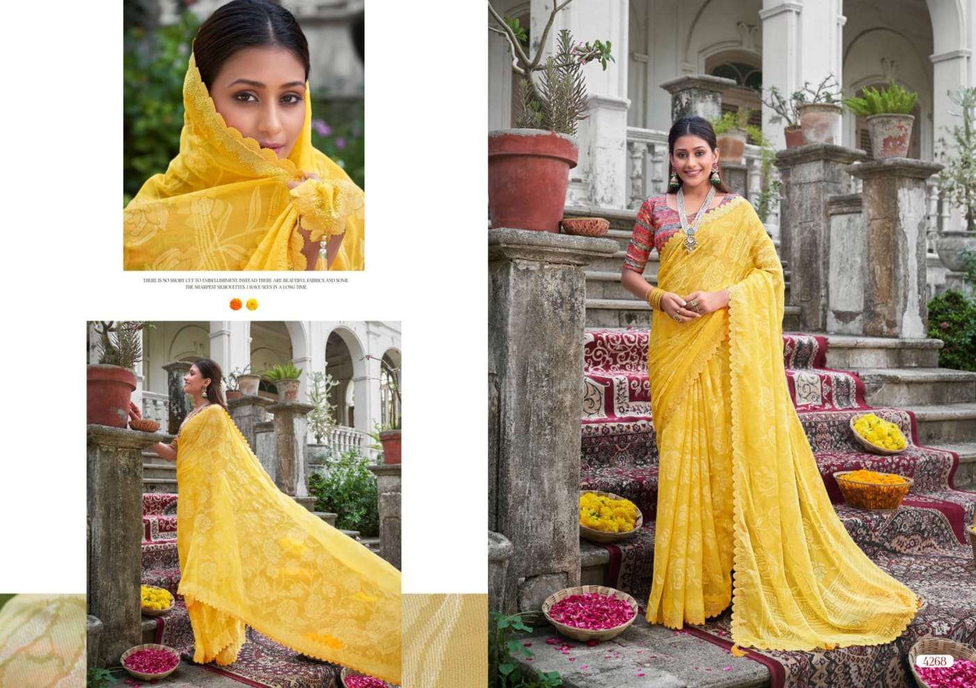 Kinjal Brasso Vol-2 By 5D Designer 4263 To 4270 Series Indian Traditional Wear Collection Beautiful Stylish Fancy Colorful Party Wear & Occasional Wear Chiffon Sarees At Wholesale Price