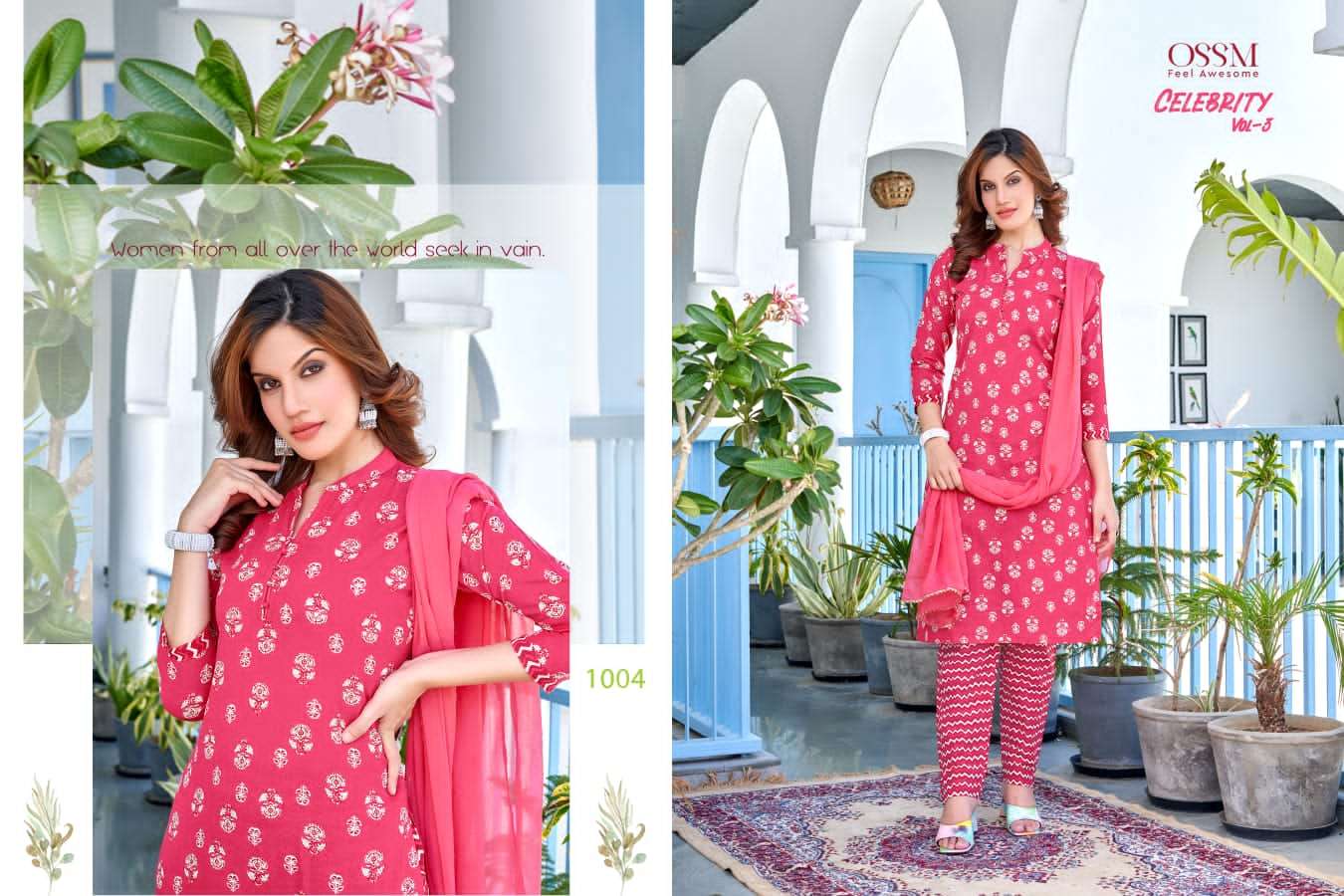 Celebrity Vol-3 By Ossm 1001 To 1006 Series Beautiful Suits Colorful Stylish Fancy Casual Wear & Ethnic Wear Heavy Cotton Print Dresses At Wholesale Price