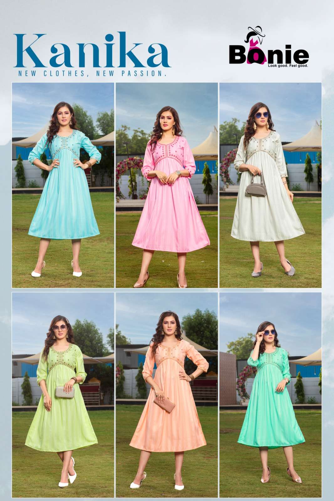 Kanika By Bonie 101 To 106 Series Beautiful Stylish Fancy Colorful Casual Wear & Ethnic Wear Rayon With Work Kurtis At Wholesale Price