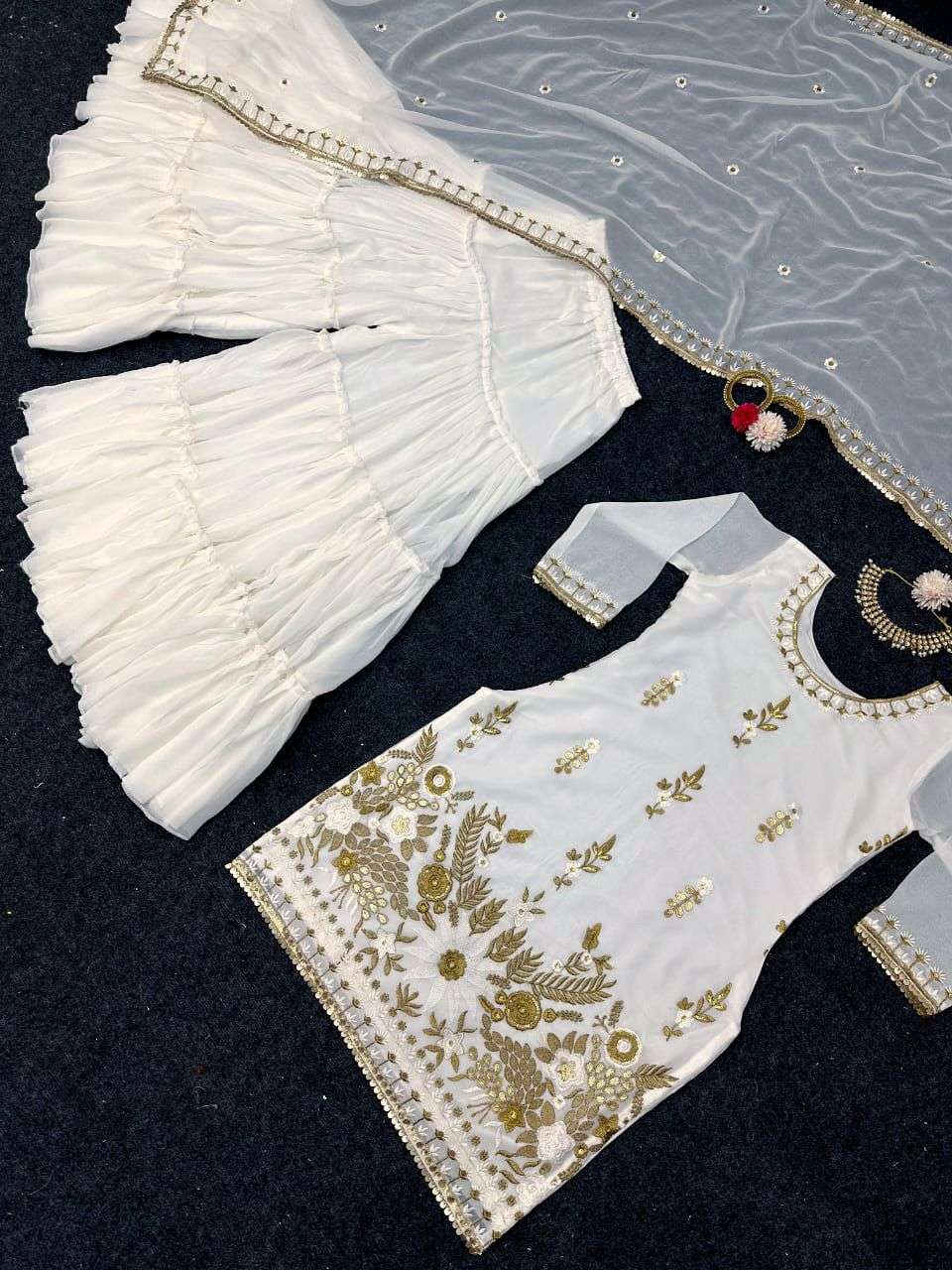 1312 By Fashid Wholesale Kd Beautiful Sharara Suits Colorful Stylish Fancy Casual Wear & Ethnic Wear Faux Georgette Embroidered Dresses At Wholesale Price