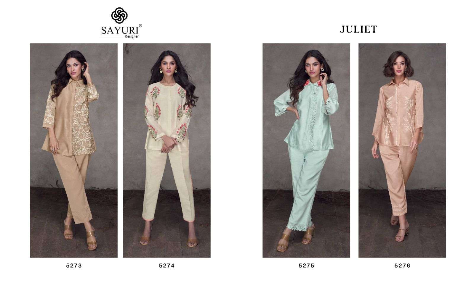 Juliet By Sayuri 5273 To 5276 Series Designer Stylish Fancy Colorful Beautiful Party Wear & Ethnic Wear Collection Pure Silk Tops With Pants At Wholesale Price