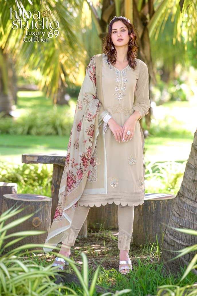 Luxury Pret Collection Vol-69 By Hiba Fashion 01 To 03 Series Beautiful Pakistani Suits Colorful Stylish Fancy Casual Wear & Ethnic Wear Pure Georgette Dresses At Wholesale Price