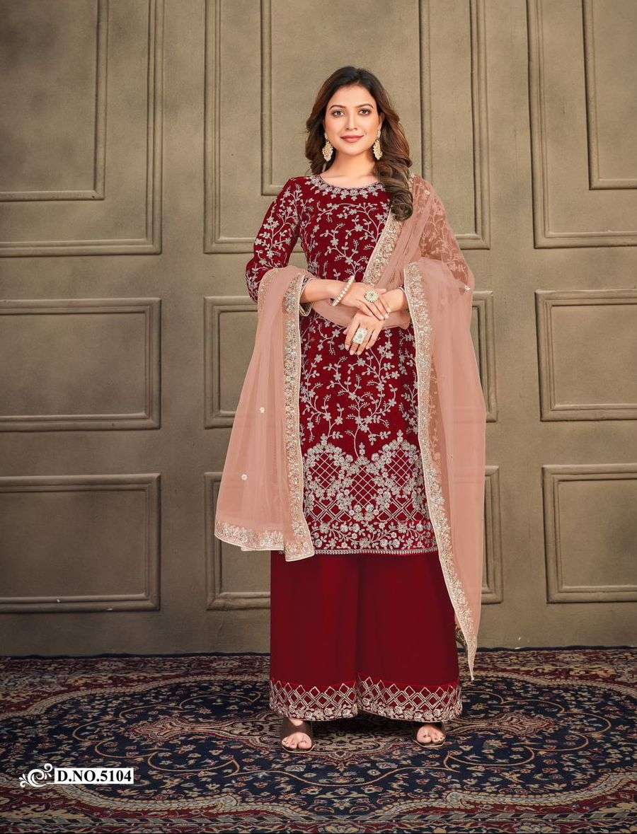 Aanaya Vol-151 Nx By Twisha 5103 To 5104 Series Designer Sharara Suits Collection Beautiful Stylish Fancy Colorful Party Wear & Occasional Wear Velvet Dresses At Wholesale Price