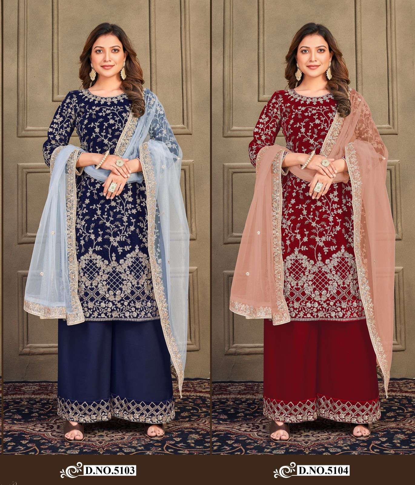 Aanaya Vol-151 Nx By Twisha 5103 To 5104 Series Designer Sharara Suits Collection Beautiful Stylish Fancy Colorful Party Wear & Occasional Wear Velvet Dresses At Wholesale Price