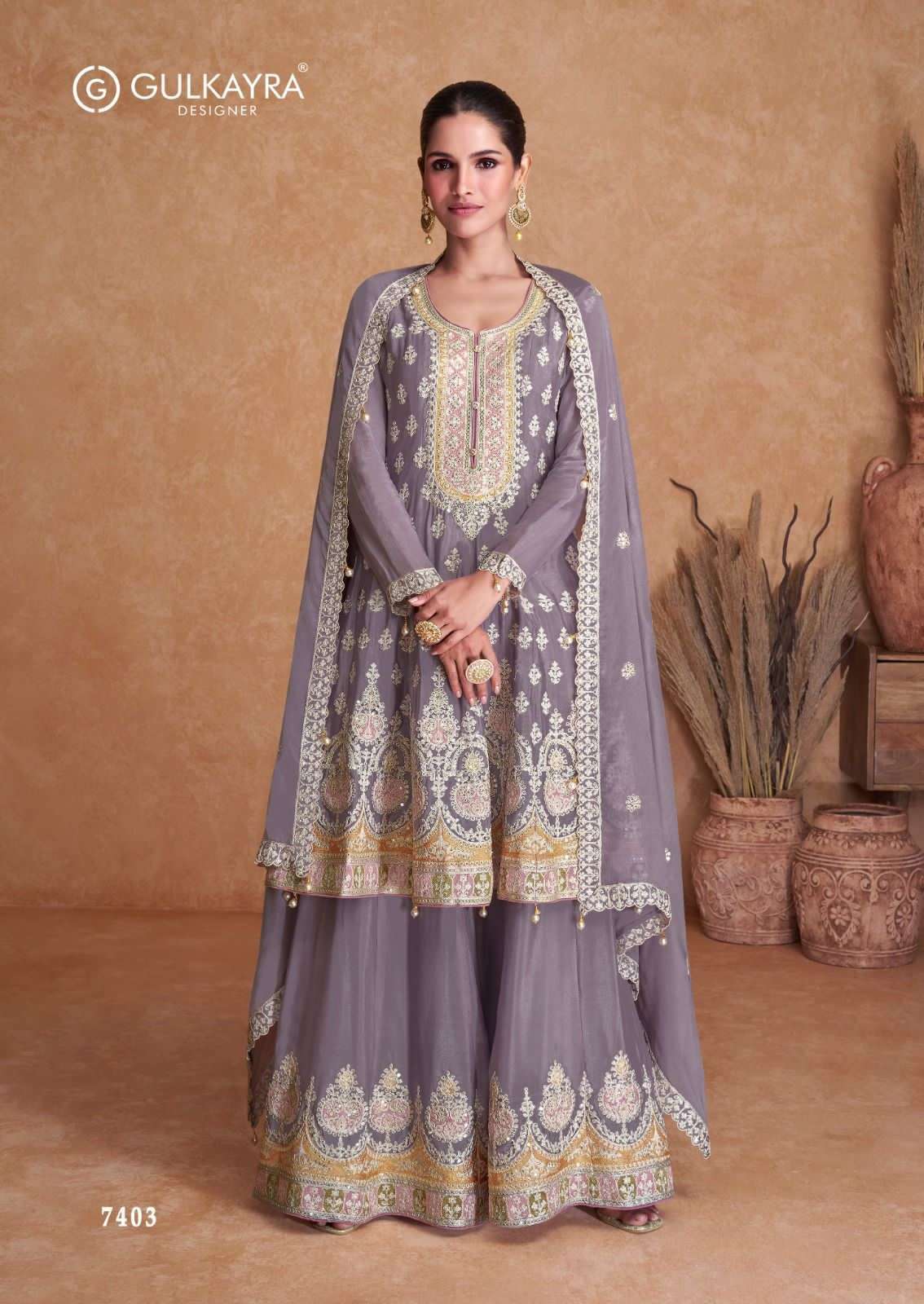 Flory By Gulkayra Designer 7403 To 7405 Series Beautiful Sharara Suits Colorful Stylish Fancy Casual Wear & Ethnic Wear Chinnon Dresses At Wholesale Price