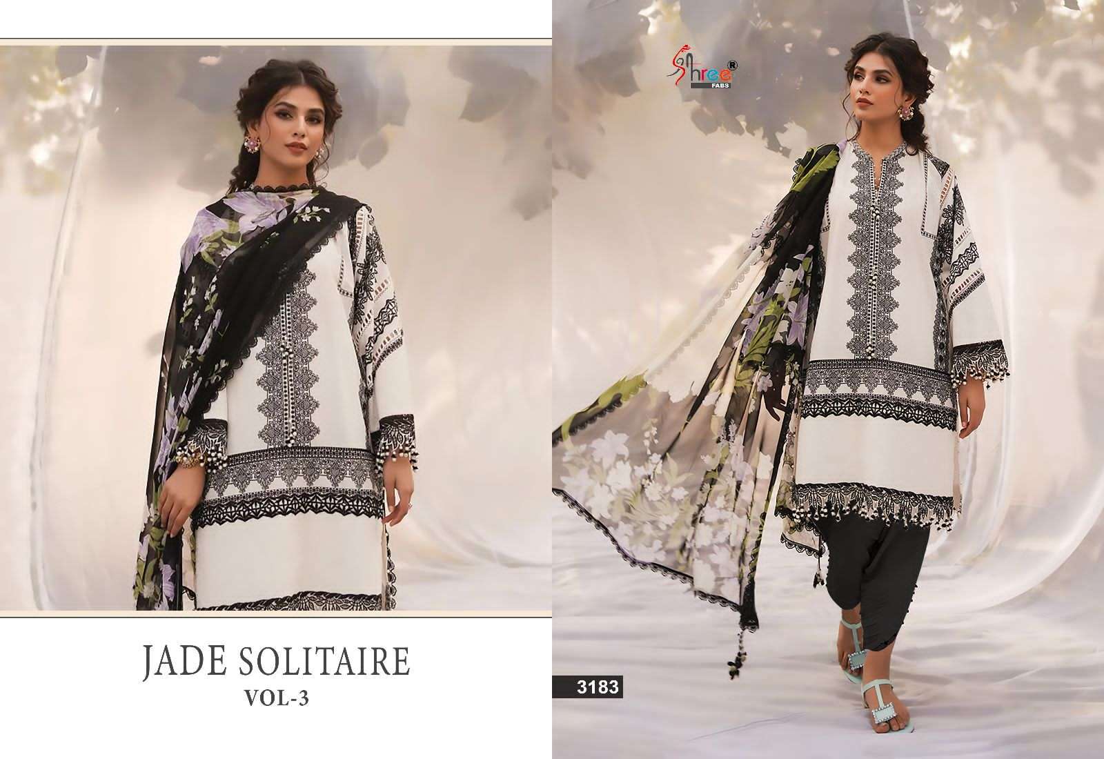 Jade Solitaire Vol-3 By Shree Fabs 3181 To 3186 Series Beautiful Pakistani Suits Colorful Stylish Fancy Casual Wear & Ethnic Wear Pure Cotton Embroidered Dresses At Wholesale Price
