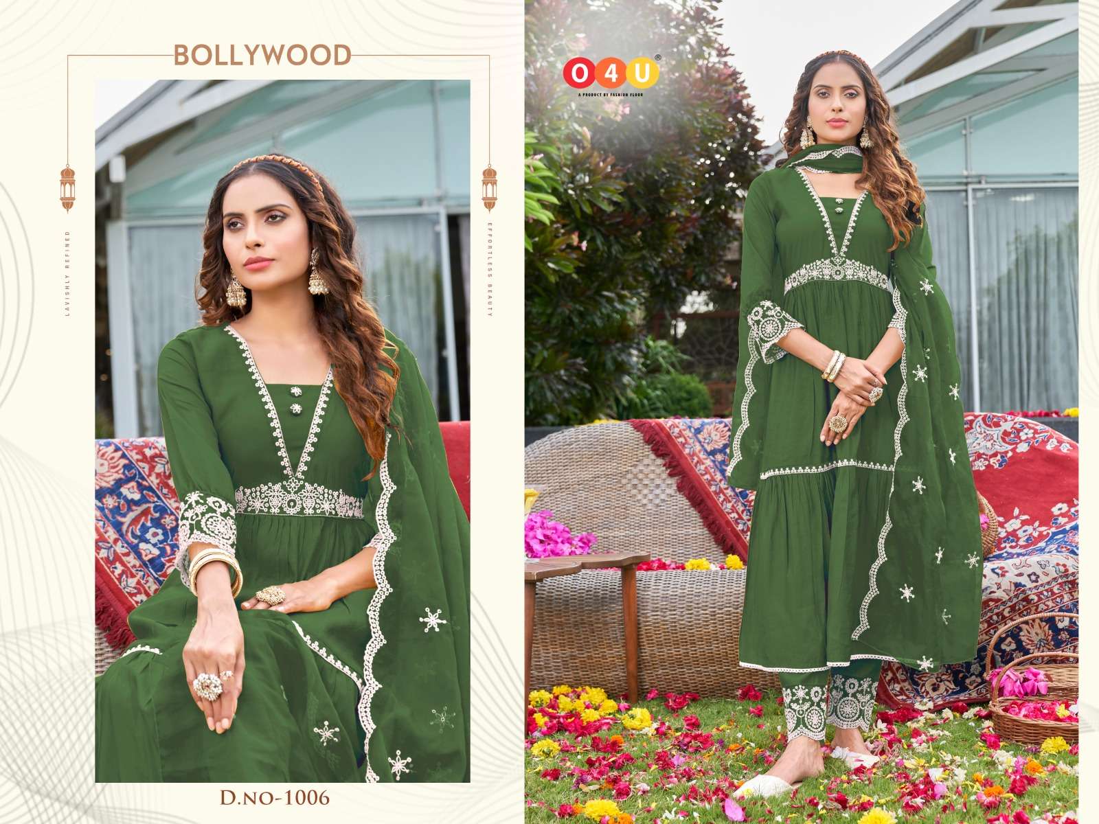 Bollywood By O4U 1001 To 1008 Series Beautiful Festive Suits Stylish Colorful Fancy Casual Wear & Ethnic Wear Viscose Silk Embroidered Dresses At Wholesale Price