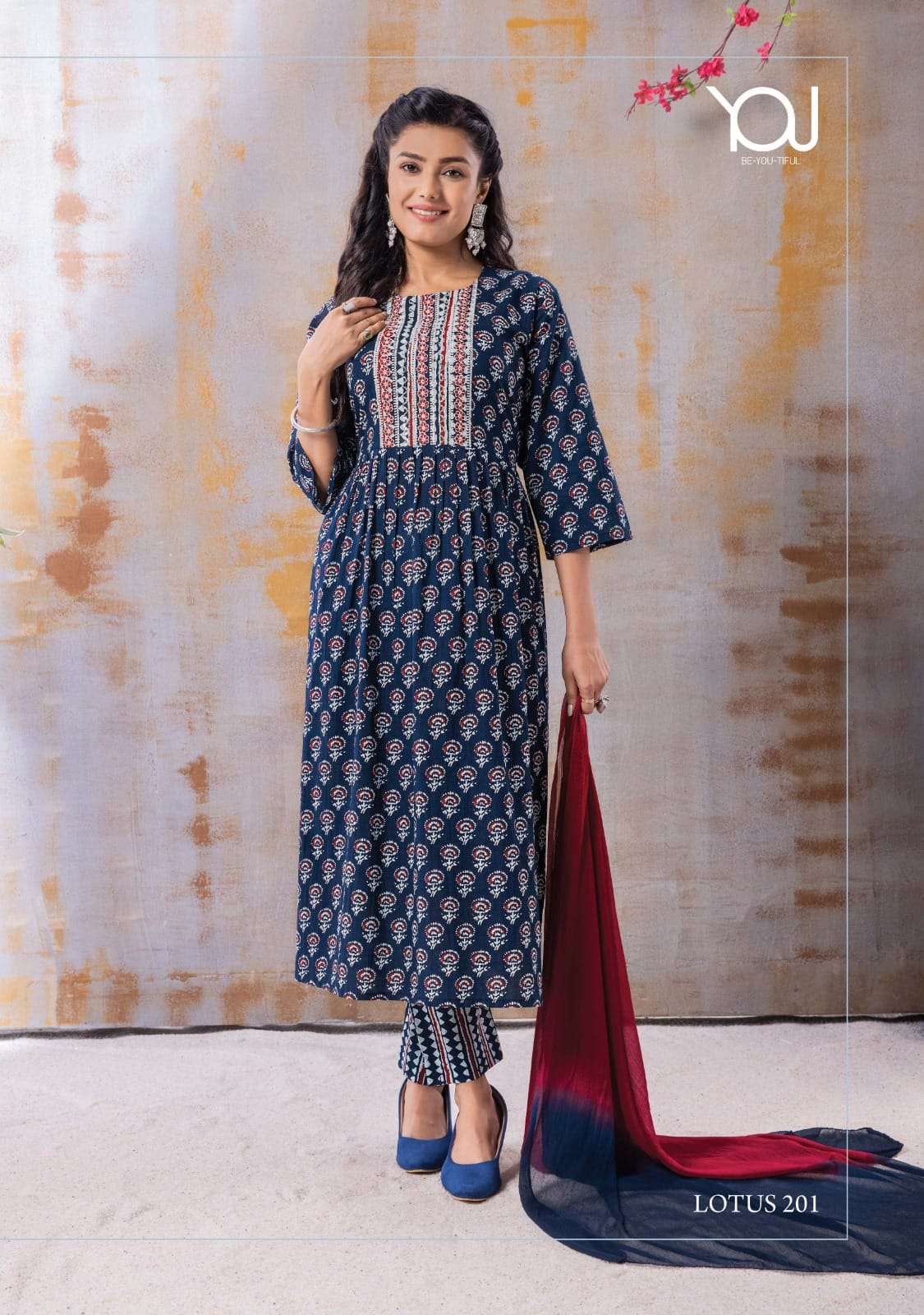 Lotus Vol-2 By You 201 To 205 Series Beautiful Festive Suits Stylish Colorful Fancy Casual Wear & Ethnic Wear Pure Cambric Dresses At Wholesale Price