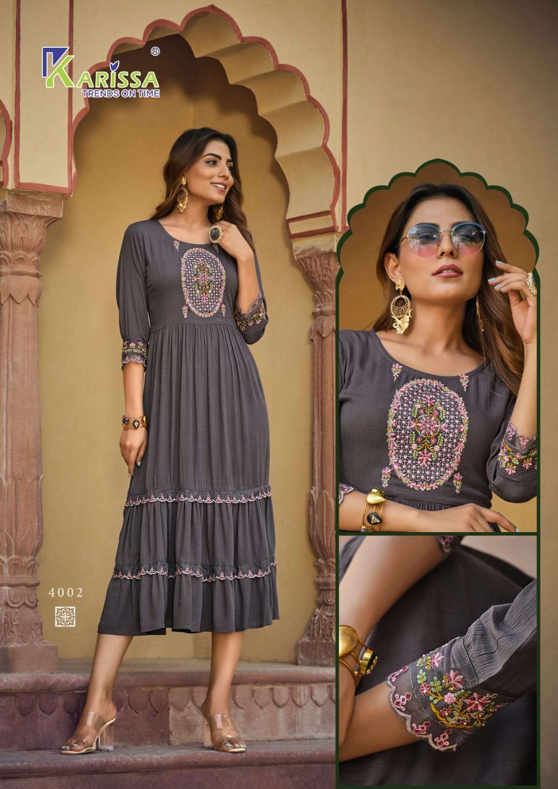 Zoya By Karissa 1001 To 1004 Series Beautiful Suits Colorful Stylish Fancy Casual Wear & Ethnic Wear Rayon Print Gowns At Wholesale Price