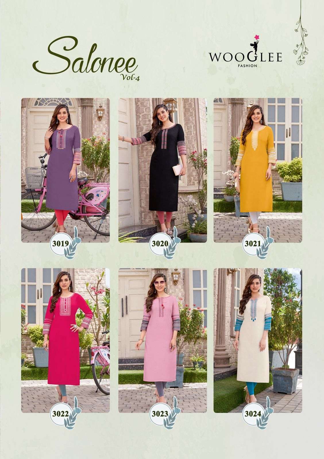 Salonee Vol-4 By Wooglee 3019 To 3024 Series Designer Stylish Fancy Colorful Beautiful Party Wear & Ethnic Wear Collection Heavy Rayon Kurtis At Wholesale Price