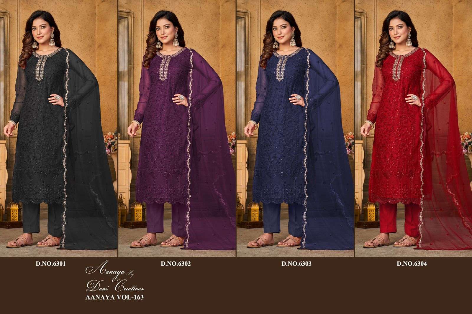 Aanaya Vol-163 By Twisha 6301 To 6304 Series Beautiful Festive Suits Colorful Stylish Fancy Casual Wear & Ethnic Wear Net Dresses At Wholesale Price