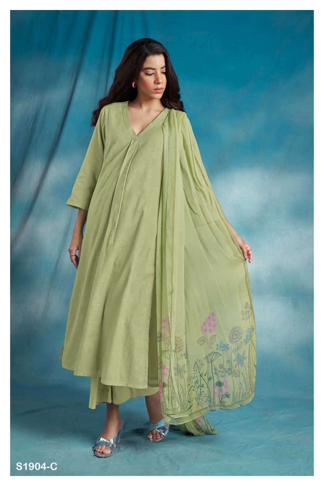 Ora-1904 By Ganga Fashion 1904-A To 1904-D Series Beautiful Stylish Festive Suits Fancy Colorful Casual Wear & Ethnic Wear & Ready To Wear Cotton Linen Dresses At Wholesale Price