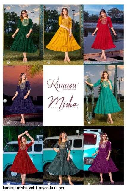 Misha By Kanasu 101 To 108 Series Designer Stylish Fancy Colorful Beautiful Party Wear & Ethnic Wear Collection Heavy Rayon Slub Kurtis At Wholesale Price