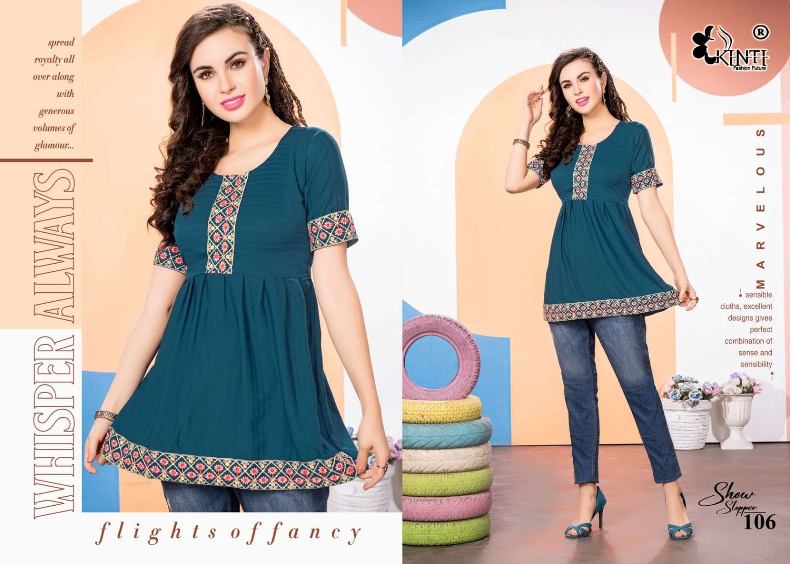Show Stopper By Kinti 101 To 108 Series Designer Stylish Fancy Colorful Beautiful Party Wear & Ethnic Wear Collection Lycra Slub Tops At Wholesale Price