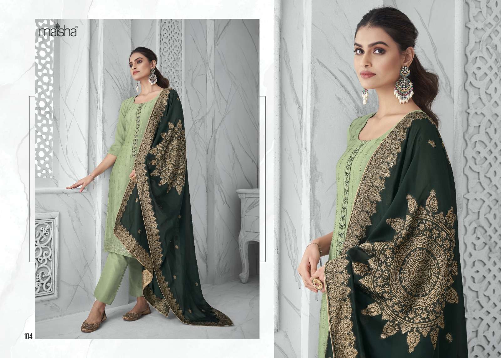 Masakali By Maisha 101 To 106 Series Designer Festive Suits Beautiful Fancy Stylish Colorful Party Wear & Occasional Wear Pure Chinnon Dresses At Wholesale Price