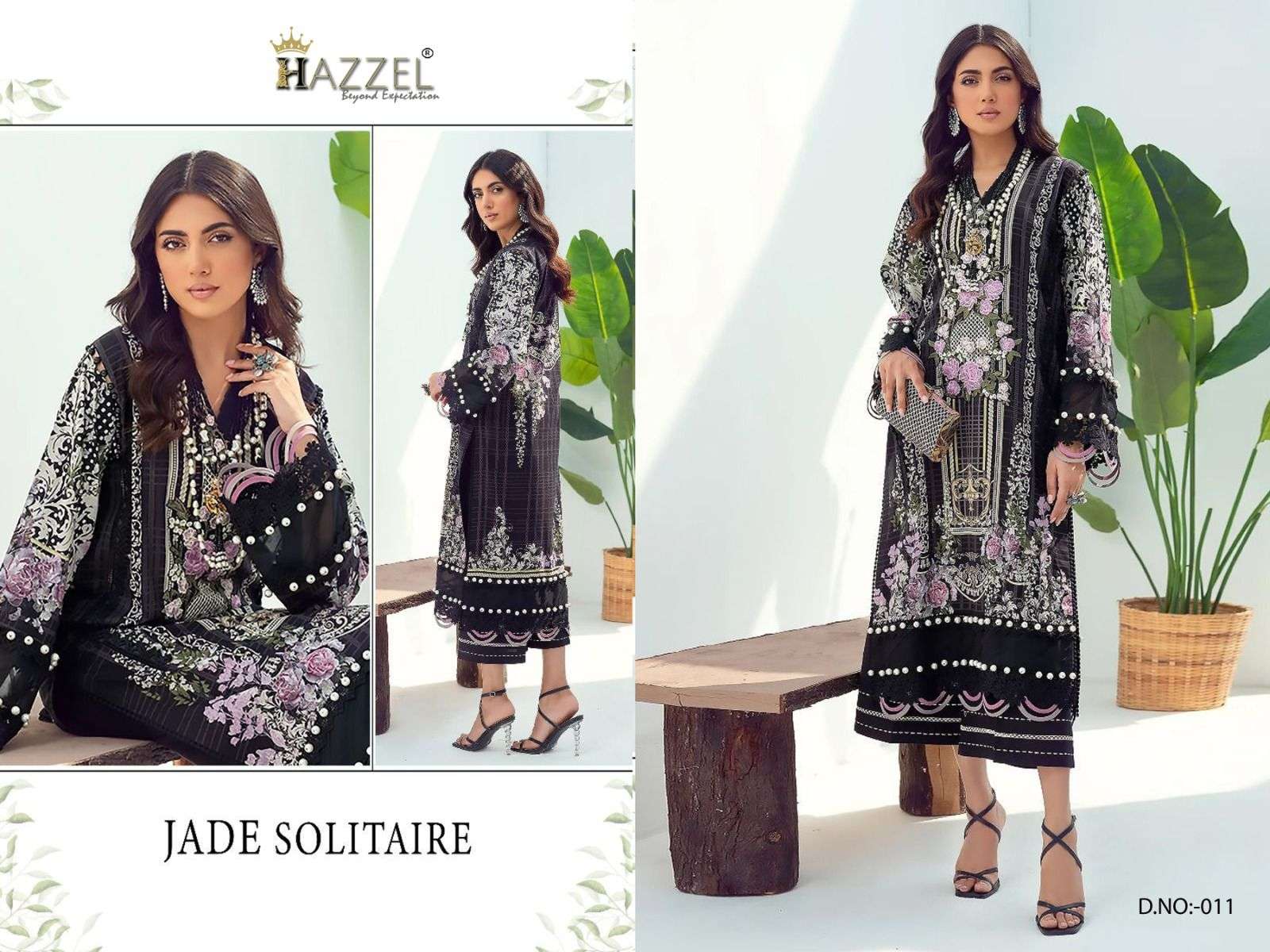 Jade Solitaire By Hazzel 011 To 012 Series Beautiful Pakistani Suits Colorful Stylish Fancy Casual Wear & Ethnic Wear Lawn Cotton Dresses At Wholesale Price