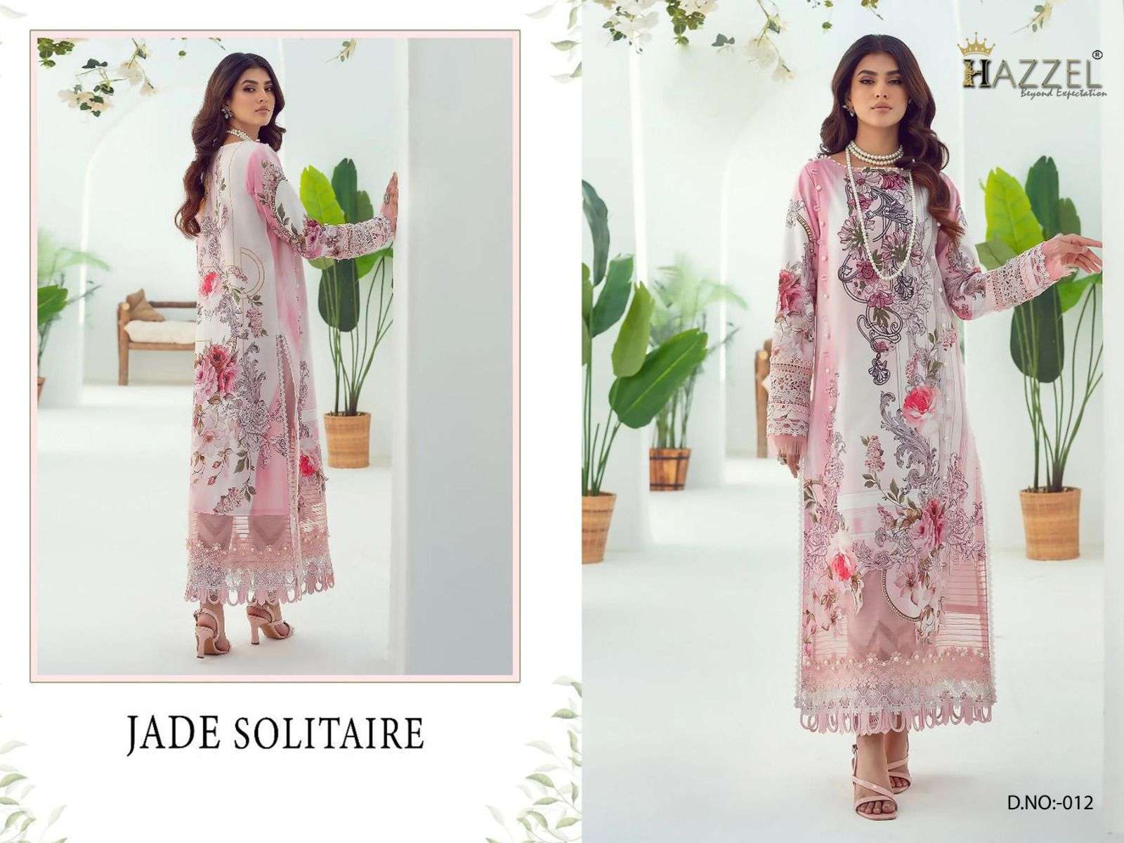 Jade Solitaire By Hazzel 011 To 012 Series Beautiful Pakistani Suits Colorful Stylish Fancy Casual Wear & Ethnic Wear Lawn Cotton Dresses At Wholesale Price