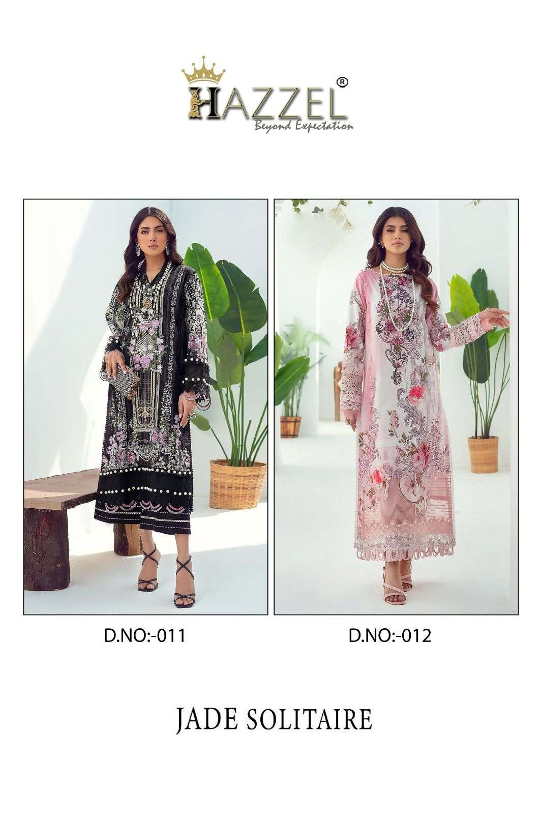 Jade Solitaire By Hazzel 011 To 012 Series Beautiful Pakistani Suits Colorful Stylish Fancy Casual Wear & Ethnic Wear Lawn Cotton Dresses At Wholesale Price