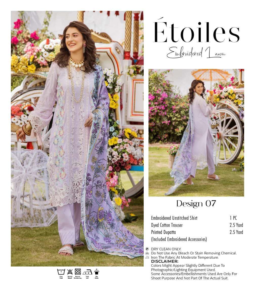 Original Pakistani Etoiles Embroidered Lawn By Fashid Wholesale Beautiful Pakistani Suits Colorful Stylish Fancy Casual Wear & Ethnic Wear Lawn Embroidered Dresses At Wholesale Price