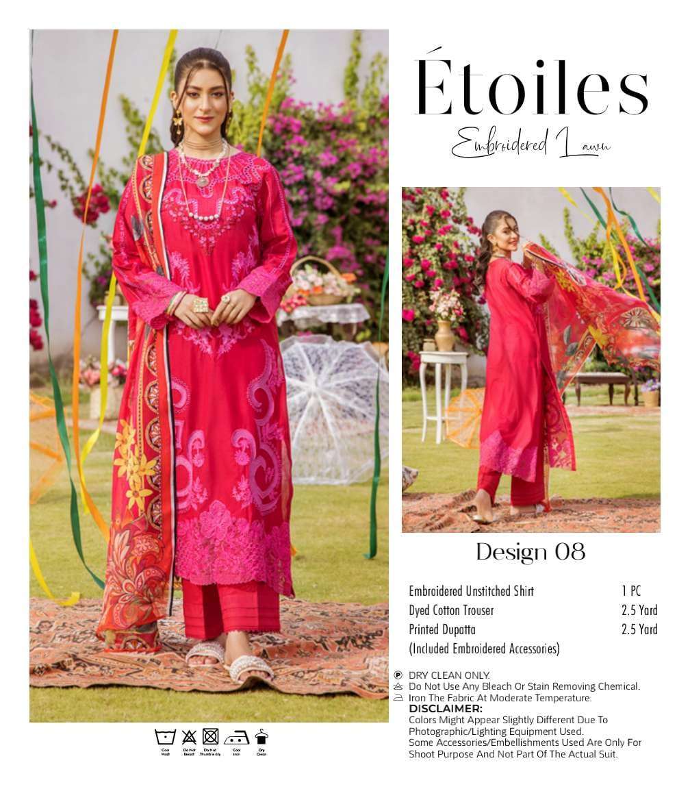 Original Pakistani Etoiles Embroidered Lawn By Fashid Wholesale Beautiful Pakistani Suits Colorful Stylish Fancy Casual Wear & Ethnic Wear Lawn Embroidered Dresses At Wholesale Price