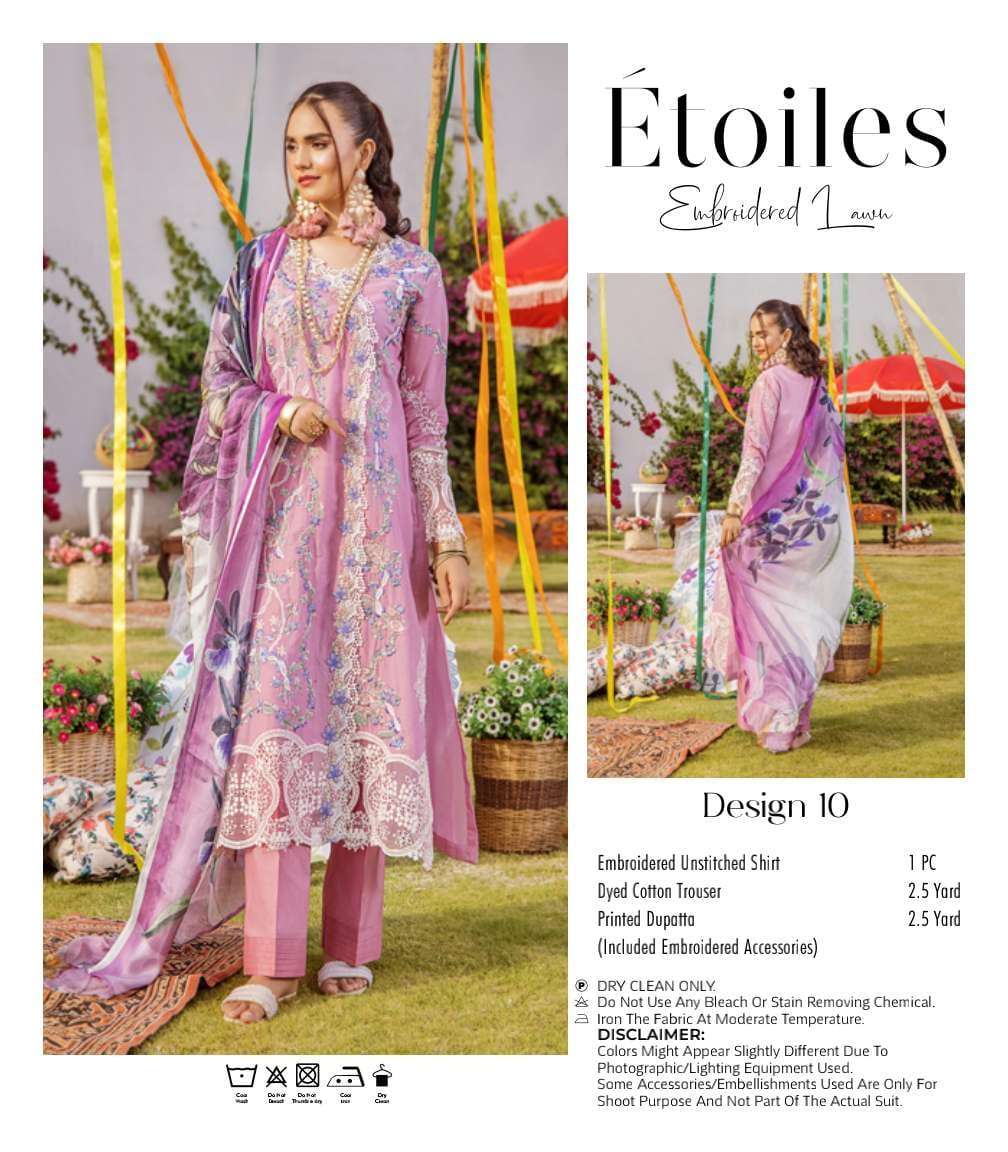 Original Pakistani Etoiles Embroidered Lawn By Fashid Wholesale Beautiful Pakistani Suits Colorful Stylish Fancy Casual Wear & Ethnic Wear Lawn Embroidered Dresses At Wholesale Price