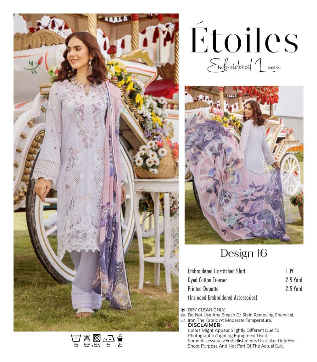 Original Pakistani Etoiles Embroidered Lawn By Fashid Wholesale Beautiful Pakistani Suits Colorful Stylish Fancy Casual Wear & Ethnic Wear Lawn Embroidered Dresses At Wholesale Price