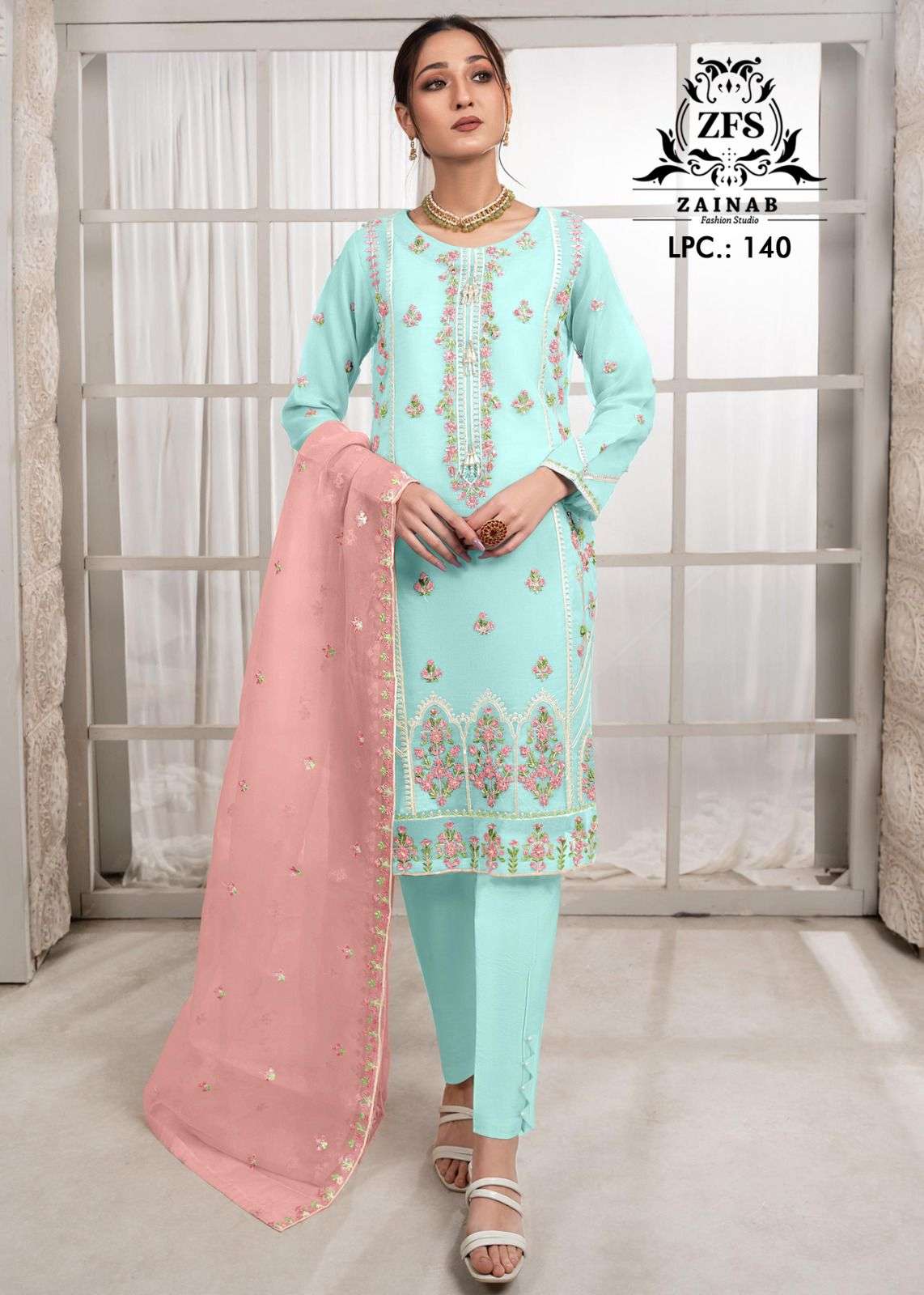 Zainab 140 Colours By Zainab Fashion 140-A To 140-C Series Beautiful Pakistani Suits Stylish Colorful Fancy Casual Wear & Ethnic Wear Heavy Organza Embroidered Dresses At Wholesale Price