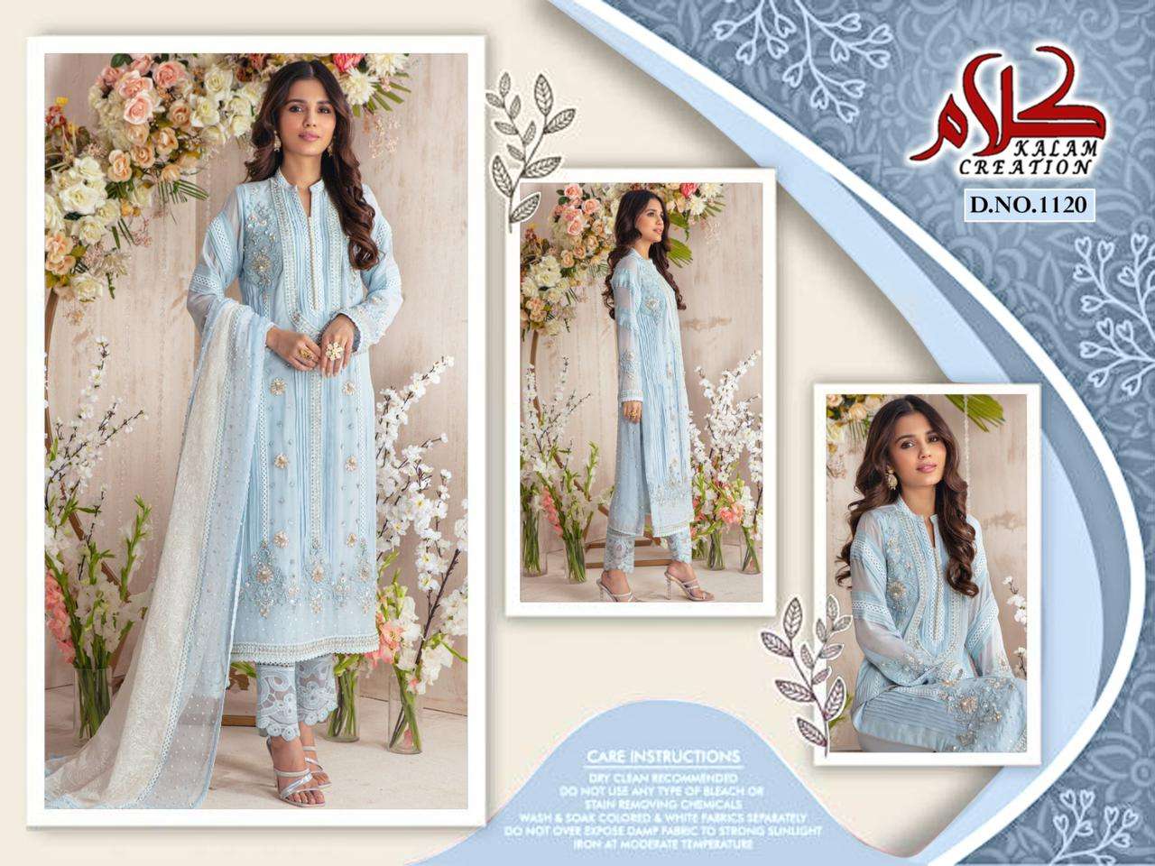 Kalam Hit Design 1120 By Kalam Creation Beautiful Pakistani Suits Colorful Stylish Fancy Casual Wear & Ethnic Wear Faux Georgette Dresses At Wholesale Price