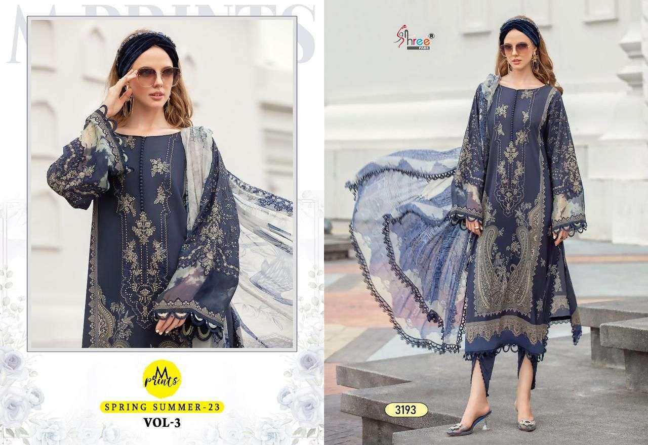 Mprints Spring Summer-23 Vol-3 By Shree Fabs 3193 To 3200 Series Beautiful Pakistani Suits Colorful Stylish Fancy Casual Wear & Ethnic Wear Pure Cotton Print With Embroidered Dresses At Wholesale Price