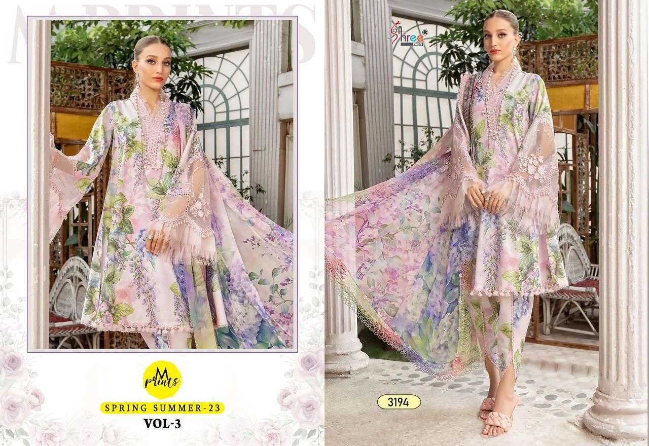 Mprints Spring Summer-23 Vol-3 By Shree Fabs 3193 To 3200 Series Beautiful Pakistani Suits Colorful Stylish Fancy Casual Wear & Ethnic Wear Pure Cotton Print With Embroidered Dresses At Wholesale Price