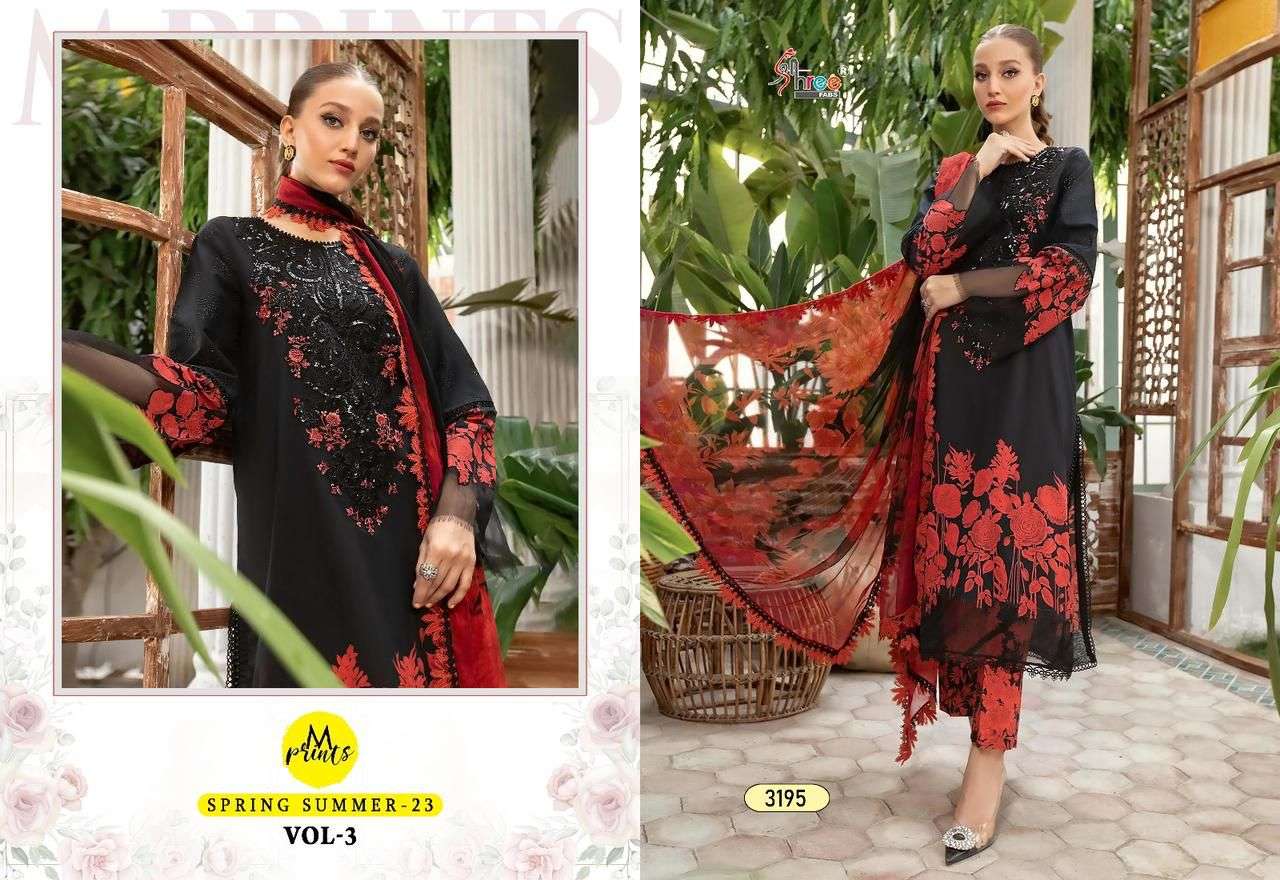 Mprints Spring Summer-23 Vol-3 By Shree Fabs 3193 To 3200 Series Beautiful Pakistani Suits Colorful Stylish Fancy Casual Wear & Ethnic Wear Pure Cotton Print With Embroidered Dresses At Wholesale Price