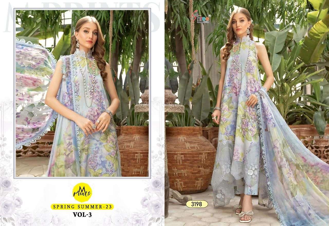 Mprints Spring Summer-23 Vol-3 By Shree Fabs 3193 To 3200 Series Beautiful Pakistani Suits Colorful Stylish Fancy Casual Wear & Ethnic Wear Pure Cotton Print With Embroidered Dresses At Wholesale Price